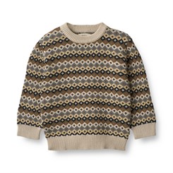 Wheat Knit Pullover Elias Jacquard - Multi blue